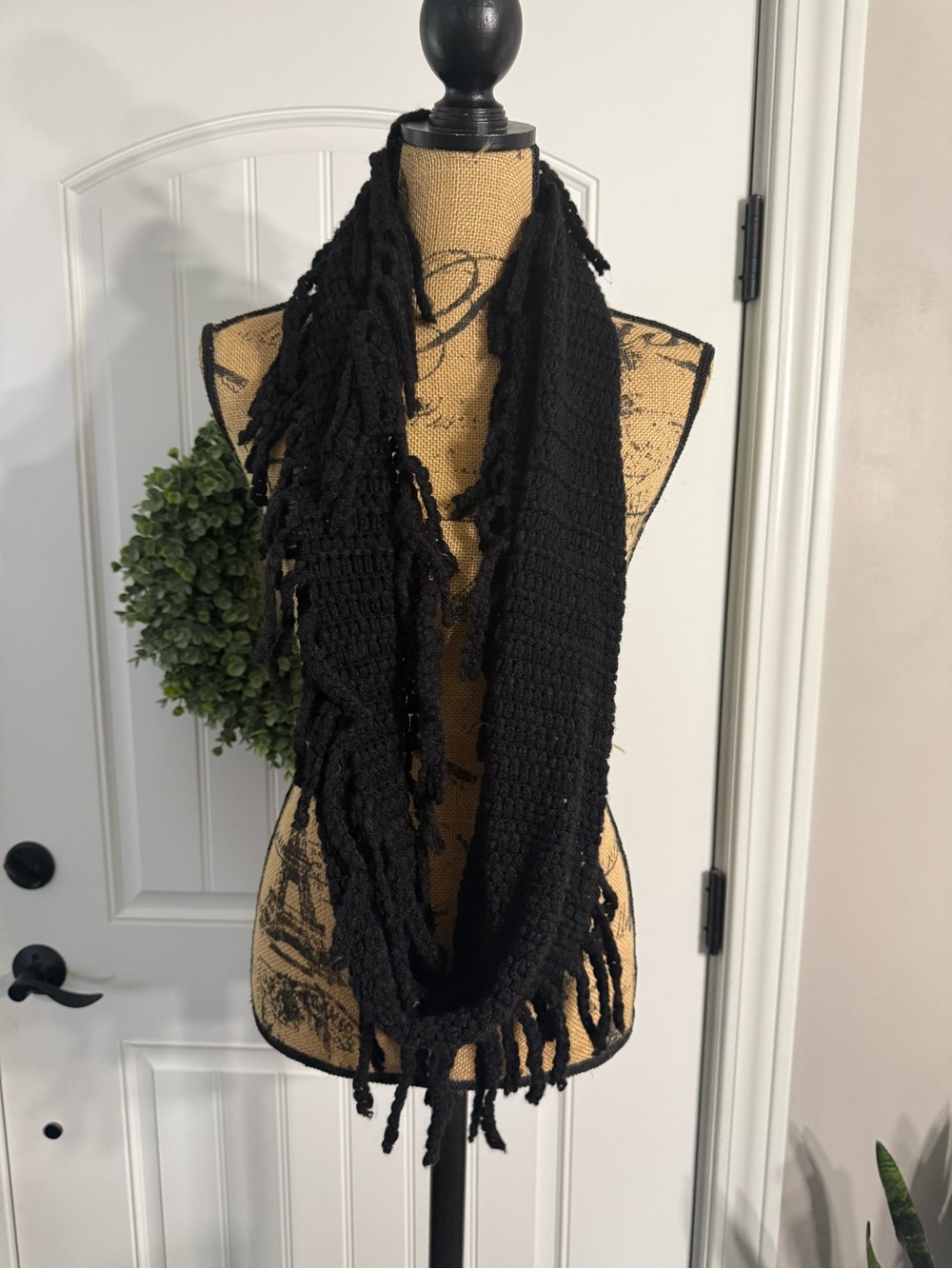Black Fringe Infinity Scarf - Women Accessories